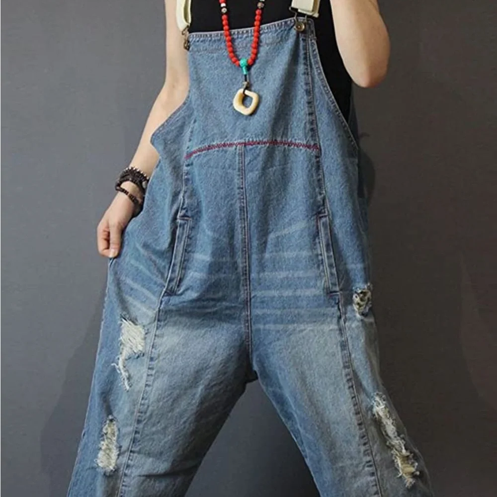 DISTRESSED LOOSE-FIT OVERALLS - Picture 3 of 7